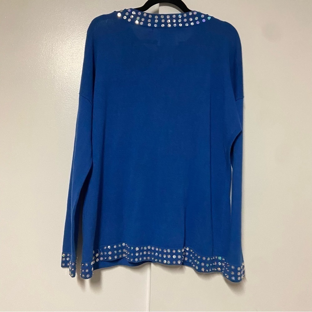 Vintage Storybook Knits Blue Sled Ride Ugly Christmas Sweater Size L - Picture 7 of 7
